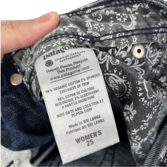 PATAGONIA Organic Cotton Stretch Slim Fit Midrise Indigo Cargo Jeans Size 25 - Picture 7 of 10
